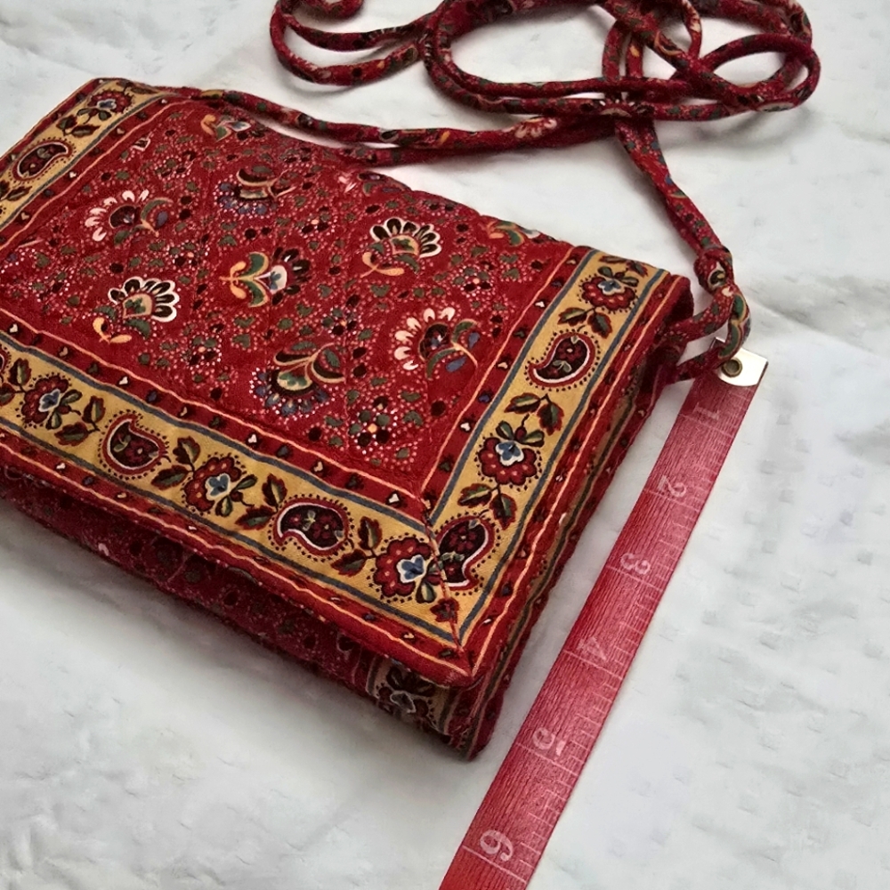 Vintage Vera Bradley Red Quilted Pattern Crossbody Purse Shoulder Bag - Picture 8 of 12